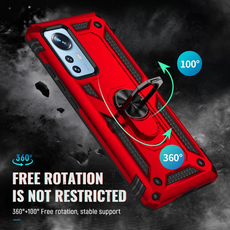  Xiaomi 12 Pro Skal Ring Hybrid Armor Röd