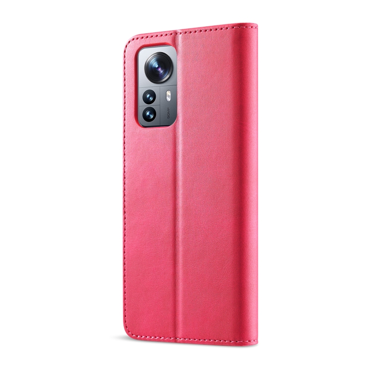LC.IMEEKE LC.IMEEKE Xiaomi 12 Pro Fodral Läder Röd/Rosa