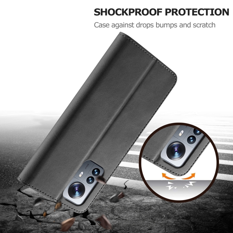 LC.IMEEKE LC.IMEEKE Xiaomi 12 Pro Fodral Läder Svart