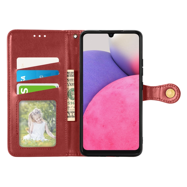  Samsung Galaxy A33 5G Fodral Solid Läder Röd