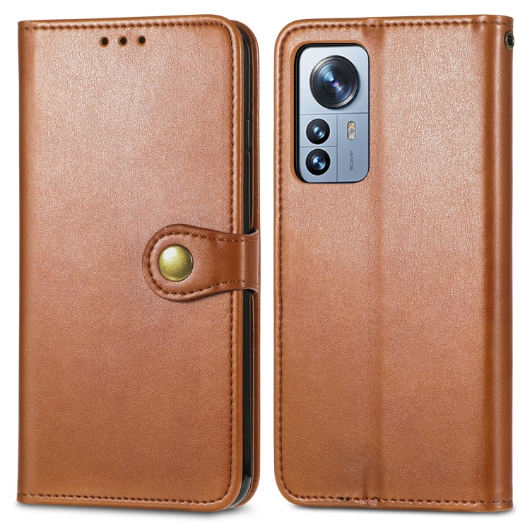  Xiaomi 12 Pro Fodral Solid Läder Brun