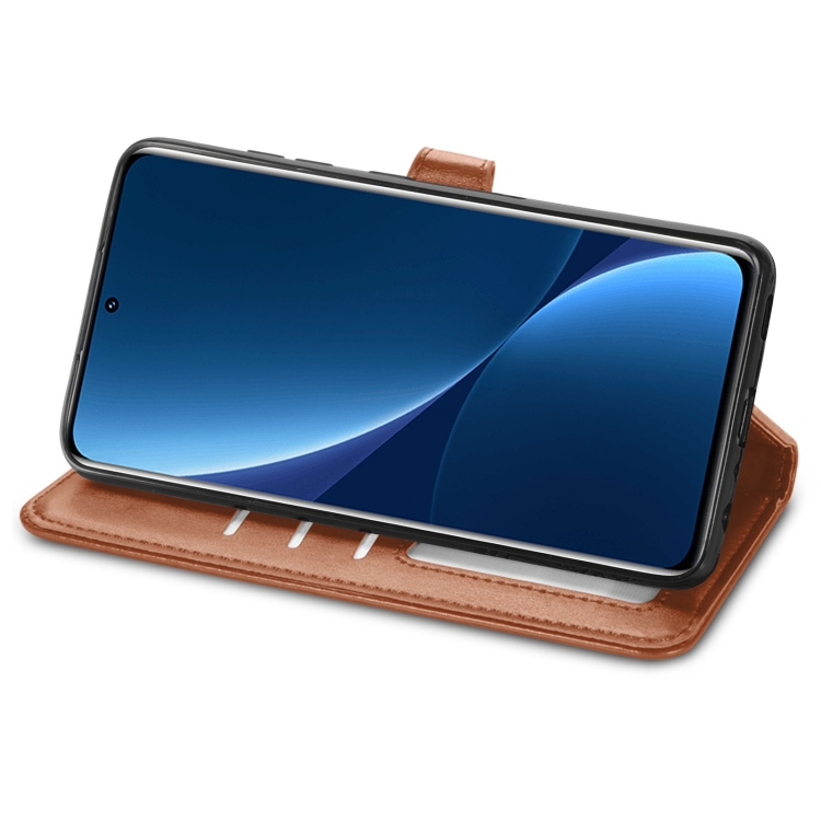  Xiaomi 12 Pro Fodral Solid Läder Brun