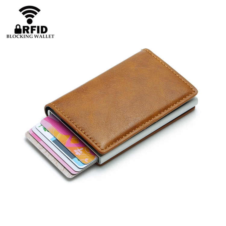  RFID Retro Aluminium Läder Korthållare Svart