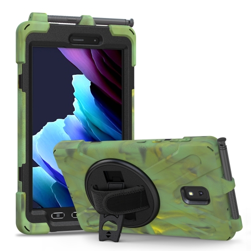  Samsung Galaxy Tab Active 3 Skal Hybrid Kickstand Rem Camo Grön