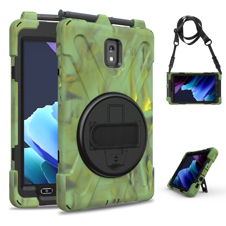  Samsung Galaxy Tab Active 3 Skal Hybrid Kickstand Rem Camo Grön