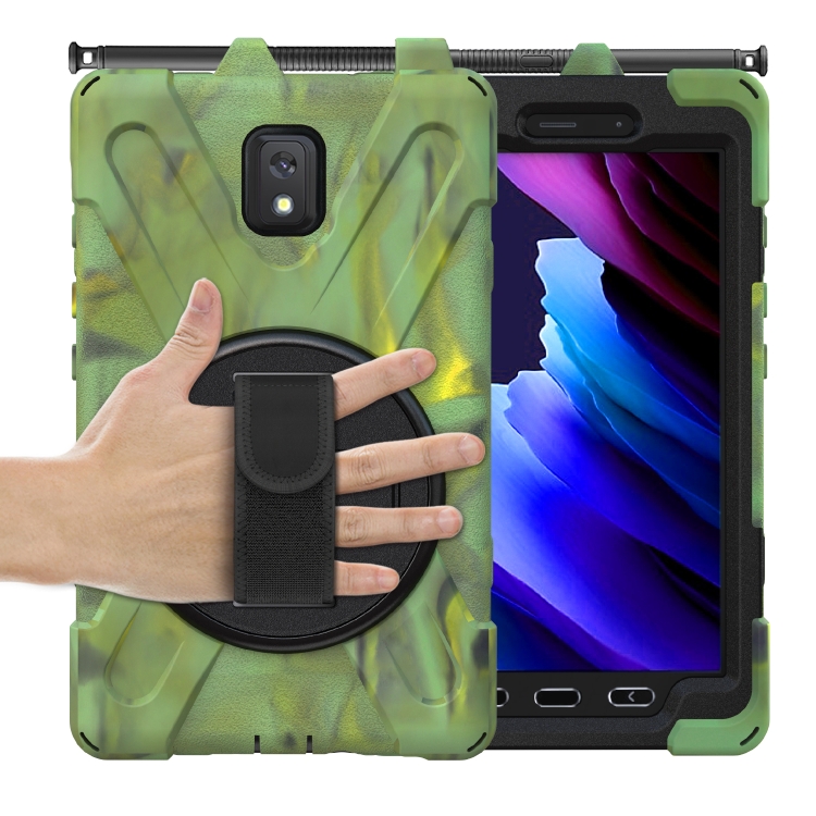  Samsung Galaxy Tab Active 3 Skal Hybrid Kickstand Rem Camo Grön