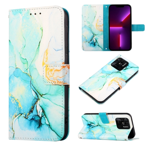  Xiaomi Redmi 10C Fodral Marmor Grön