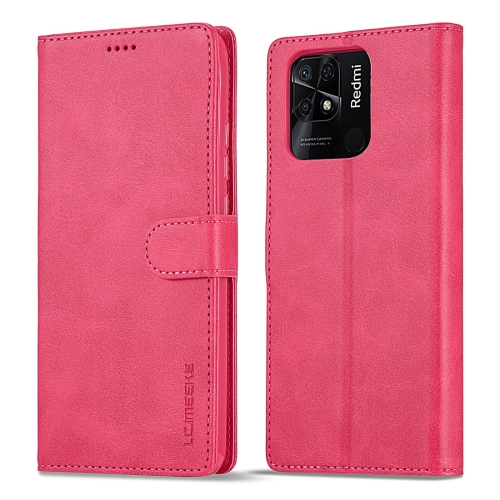 LC.IMEEKE LC.IMEEKE Xiaomi Redmi 10C Fodral Läder Röd/Rosa