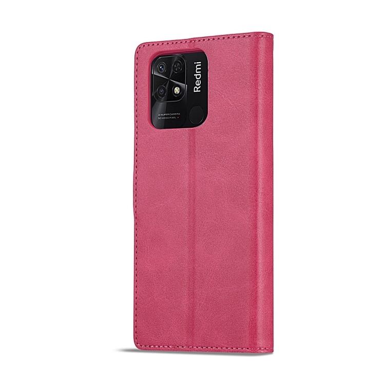 LC.IMEEKE LC.IMEEKE Xiaomi Redmi 10C Fodral Läder Röd/Rosa