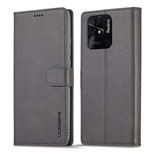 LC.IMEEKE LC.IMEEKE Xiaomi Redmi 10C Fodral Läder Grå