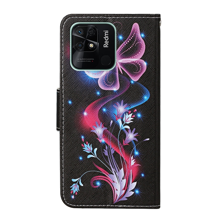  Xiaomi Redmi 10C Fodral Med Tryck Fluorescent Fjäril