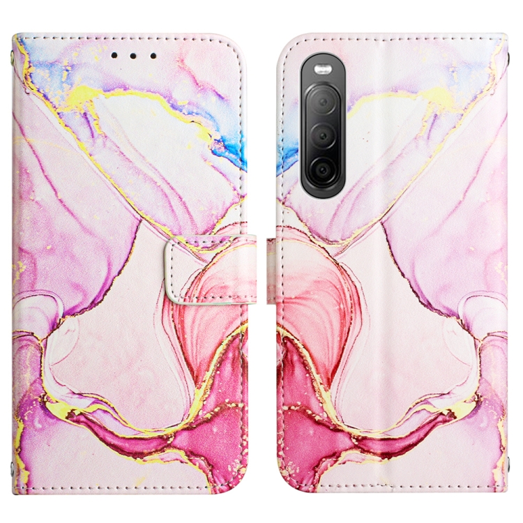  Sony Xperia 10 IV Fodral Marmor Rosa/Guld