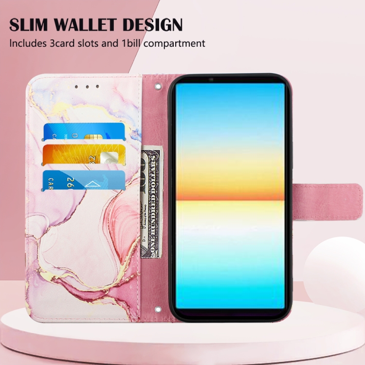  Sony Xperia 10 IV Fodral Marmor Rosa/Guld