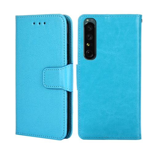  Sony Xperia 1 IV Fodral Crazy Horse Läder Ljus Blå