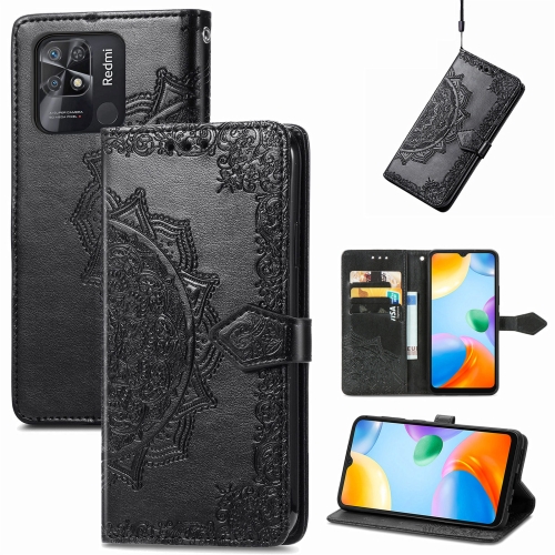  Xiaomi Redmi 10C Fodral Mandala Läder Svart