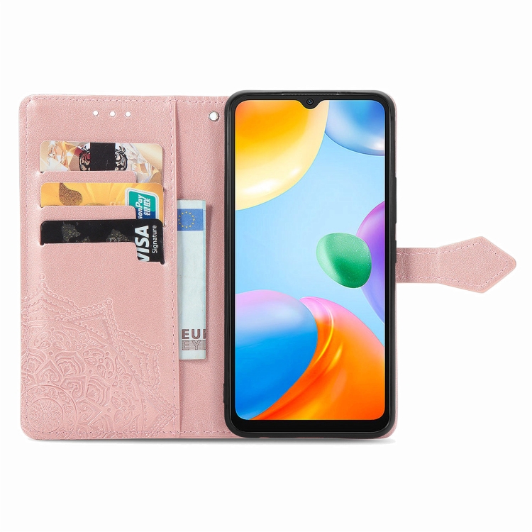  Xiaomi Redmi 10C Fodral Mandala Läder Roséguld
