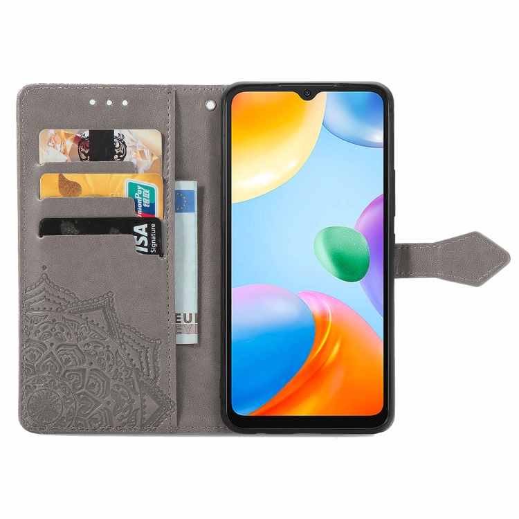  Xiaomi Redmi 10C Fodral Mandala Läder Grå