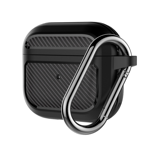  AirPods 3 Skal Kolfiber Textur Med Krok Svart