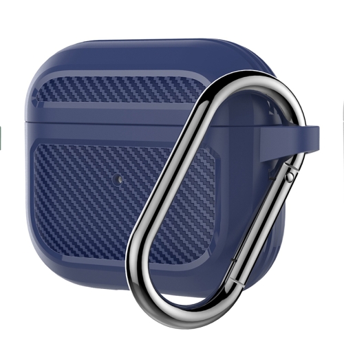  AirPods 3 Skal Kolfiber Textur Med Krok Blå