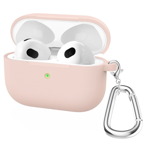  AirPods 3 Skal Silikon Med Krok Ljus Rosa