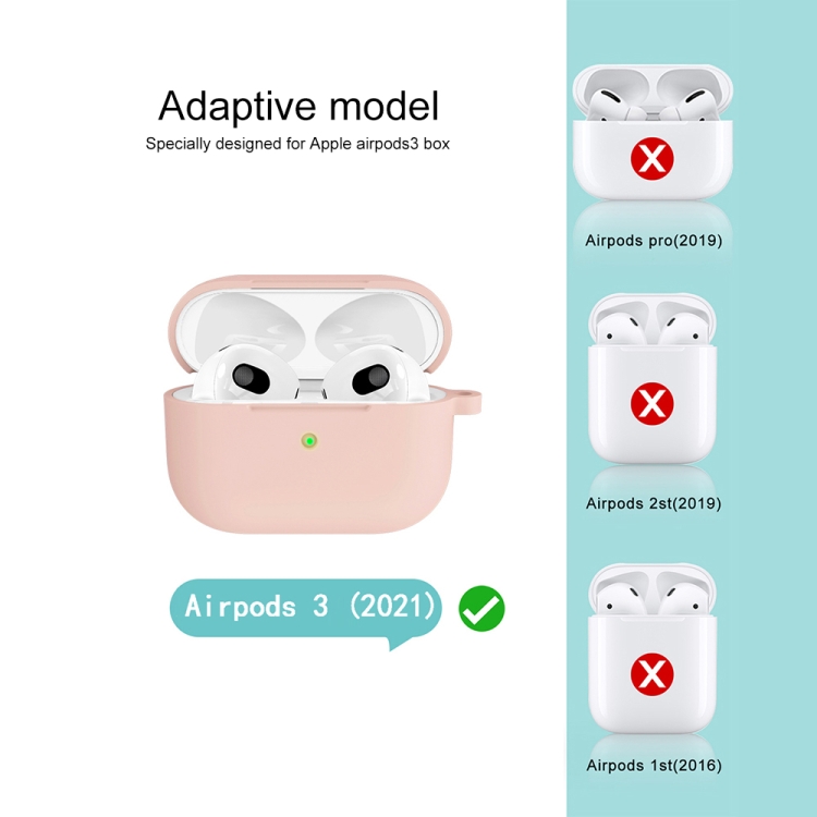  AirPods 3 Skal Silikon Med Krok Ljus Rosa