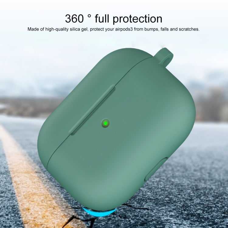  AirPods 3 Skal Silikon Med Krok Grön