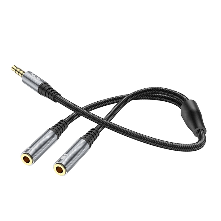 HOCO HOCO Split Adapter 3.5 mm Hane - 2x 3.5 mm Hona Grå