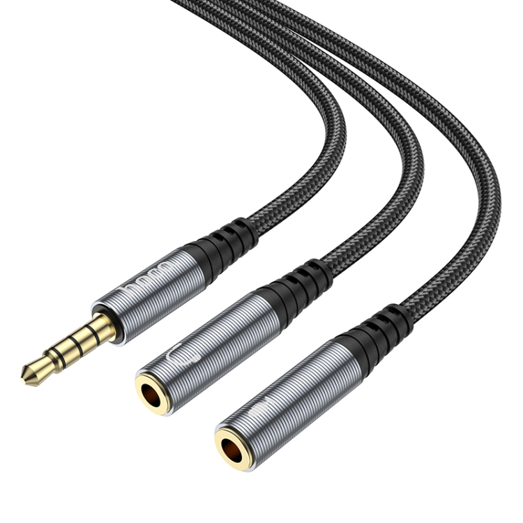 HOCO HOCO Split Adapter 3.5 mm Hane - 2x 3.5 mm Hona Grå