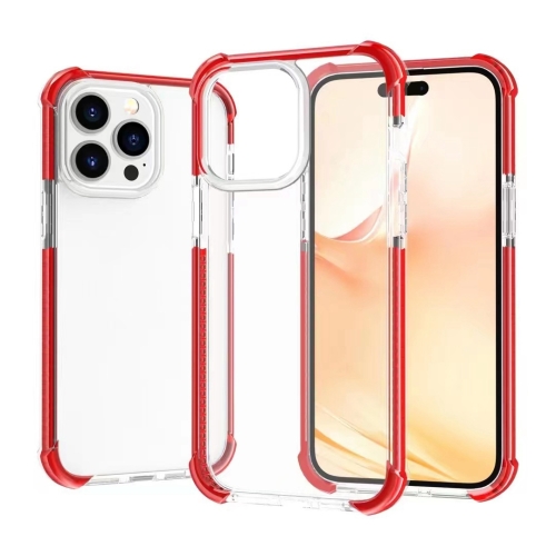  iPhone 14 Pro Max Skal Shockproof Akryl/TPU Transparent/Röd