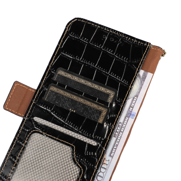  iPhone 14 Pro Max Fodral Äkta Läder Krokodil Textur Svart