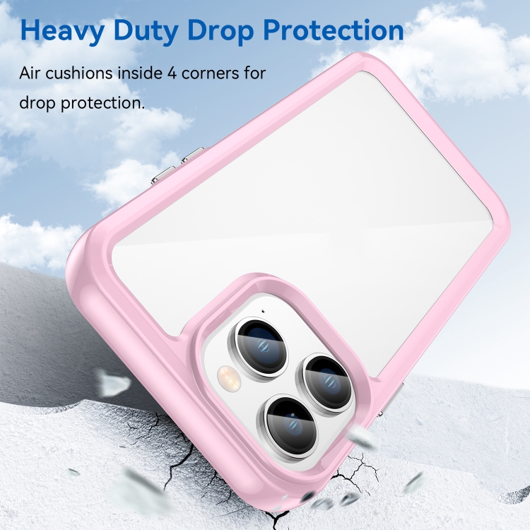  iPhone 14 Pro Max Skal Akryl/TPU Transparent/Rosa