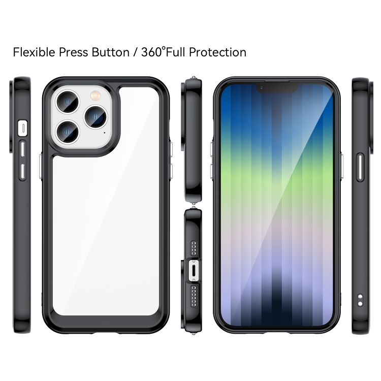  iPhone 14 Pro Max Skal Akryl/TPU Transparent/Svart