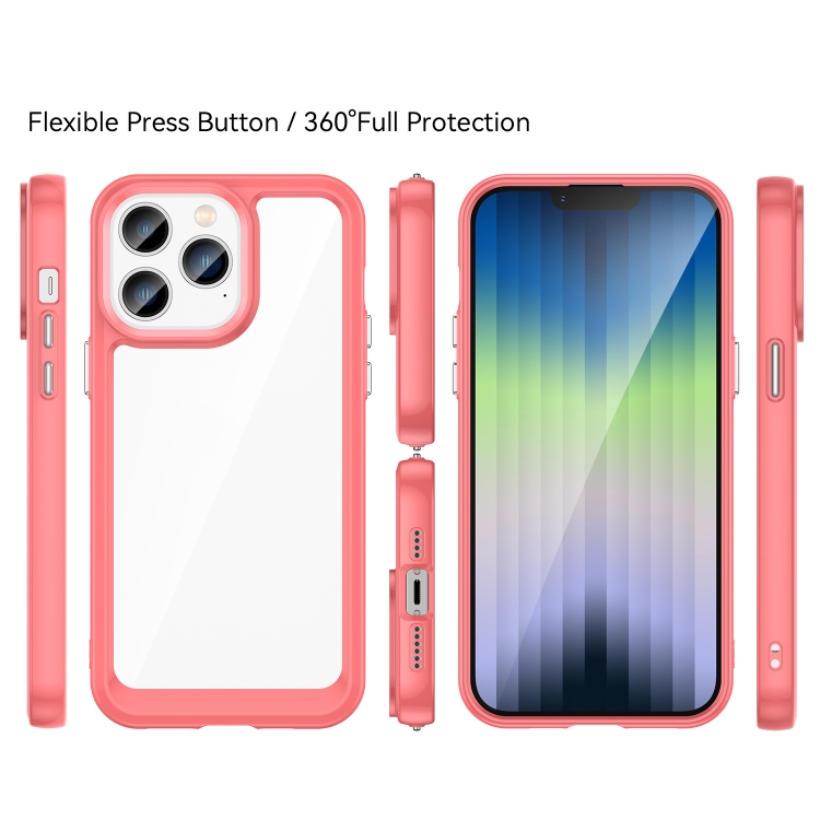 iPhone 14 Pro Max Skal Akryl/TPU Transparent/Röd