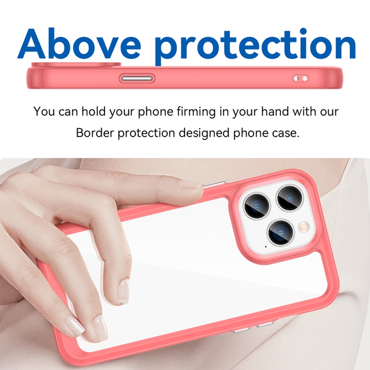  iPhone 14 Pro Max Skal Akryl/TPU Transparent/Röd