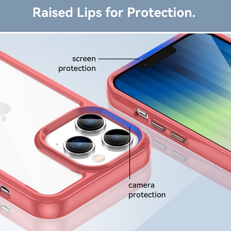  iPhone 14 Pro Max Skal Akryl/TPU Transparent/Röd