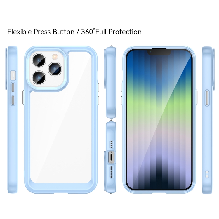  iPhone 14 Pro Max Skal Akryl/TPU Transparent/Blå