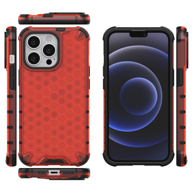  iPhone 14 Pro Max Skal Shockproof Honeycomb Hybrid Röd