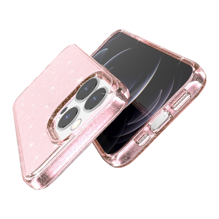  iPhone 14 Pro Max Skal Shockproof Glitter TPU Rosa