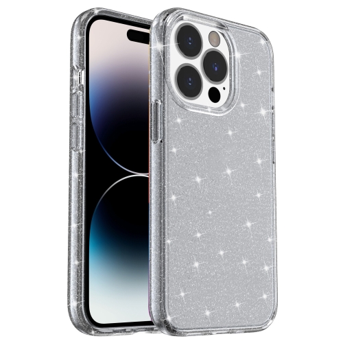  iPhone 14 Pro Max Skal Shockproof Glitter TPU Grå