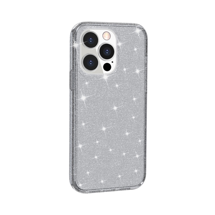  iPhone 14 Pro Max Skal Shockproof Glitter TPU Grå
