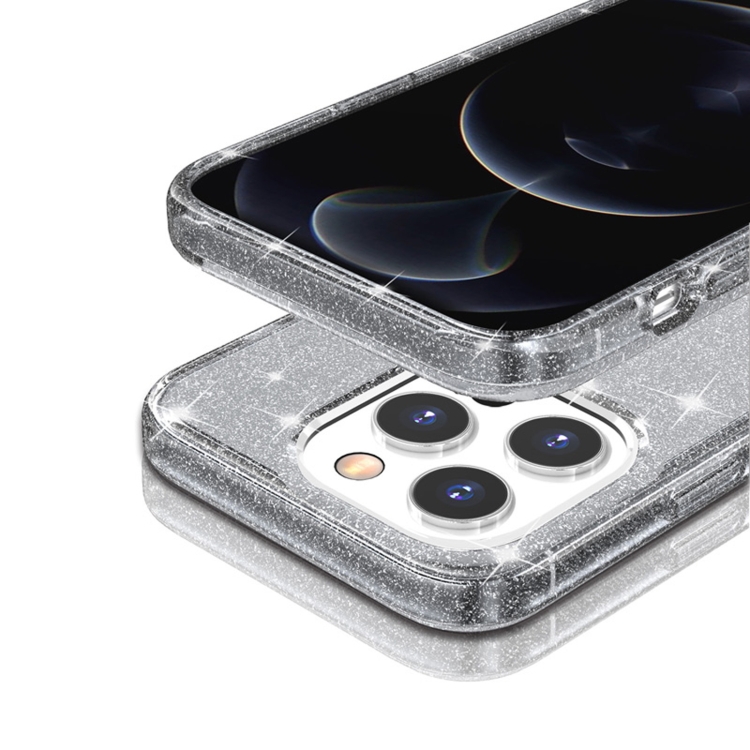  iPhone 14 Pro Max Skal Shockproof Glitter TPU Grå