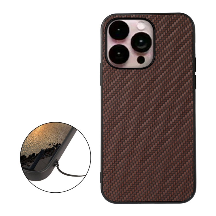  iPhone 14 Pro Max Skal Kolfiber Textur Brun