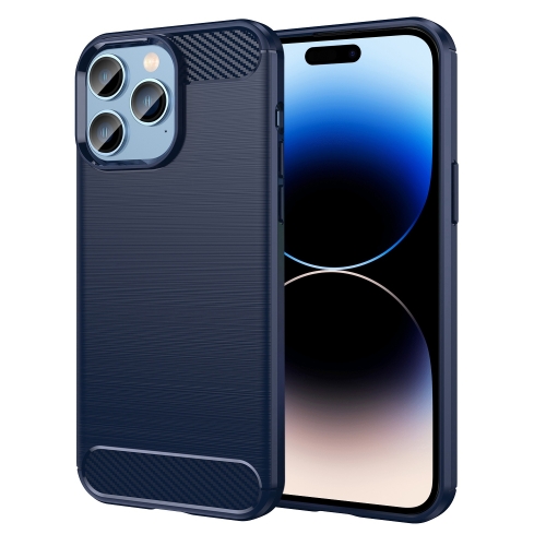  iPhone 14 Pro Max Skal Borstad Stål Textur Blå