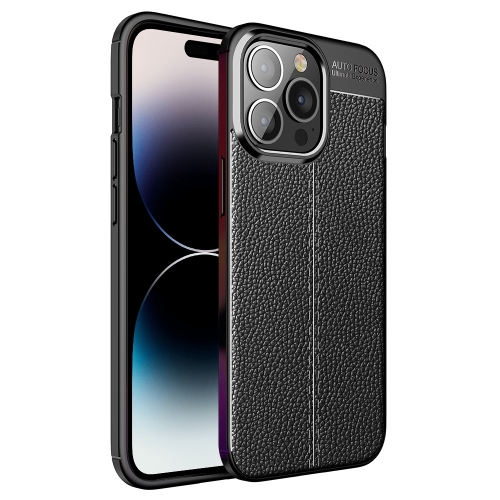  iPhone 14 Pro Max Skal Litchi Textur Svart