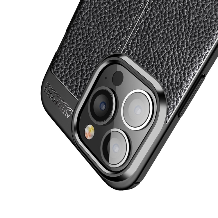  iPhone 14 Pro Max Skal Litchi Textur Svart