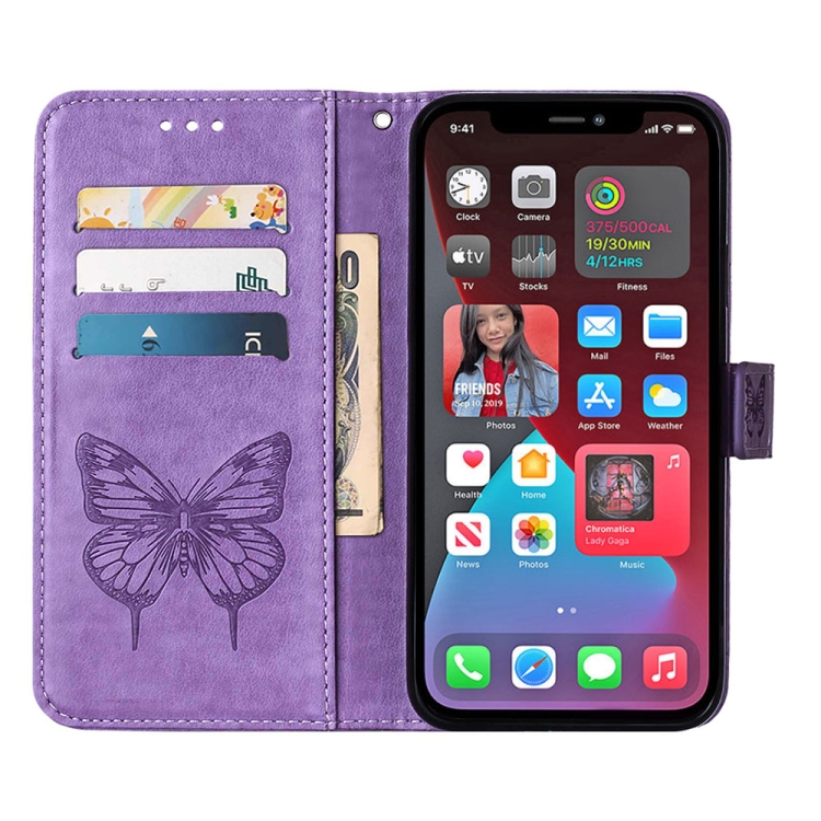  iPhone 14 Pro Max Fodral Fjäril Tryck Lila