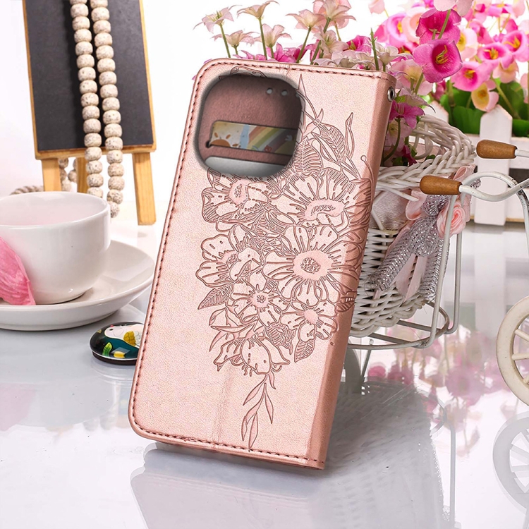 iPhone 14 Pro Max Fodral Fjäril Tryck Roséguld
