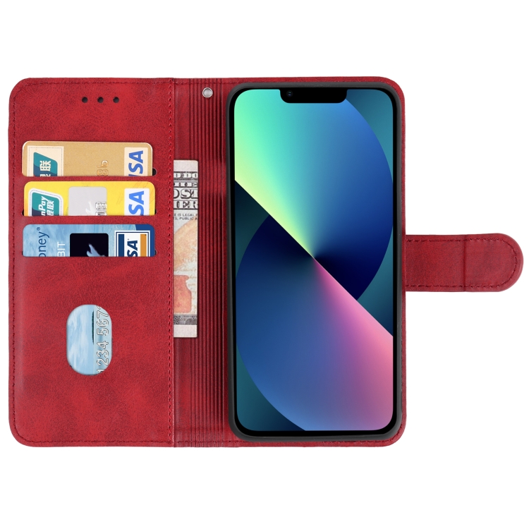  iPhone 14 Fodral Läder Röd