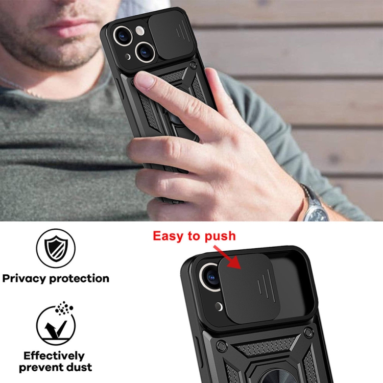  iPhone 14 Skal Armor Hybrid Ring CamShield Svart