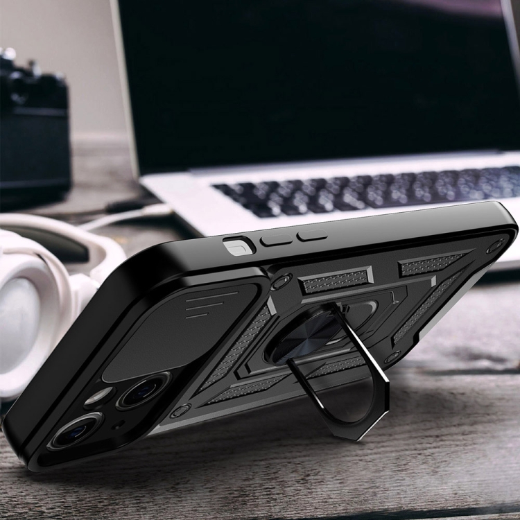  iPhone 14 Skal Armor Hybrid Ring CamShield Svart
